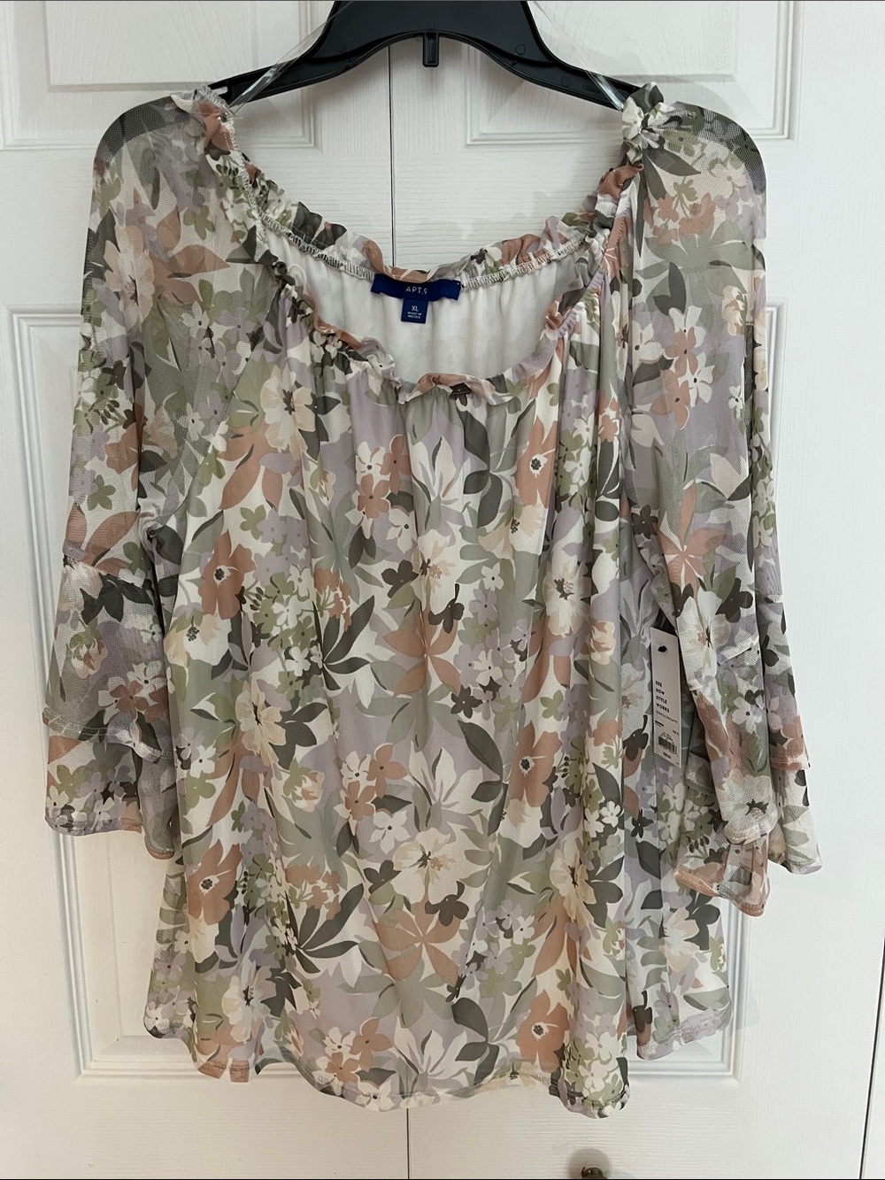 Apt. 9 Floral Off-Shoulder Blouse — Sage Green & Blush